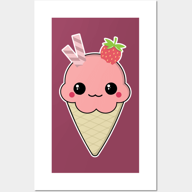 Kawaii Ice Cream Wall Art by Sasyall